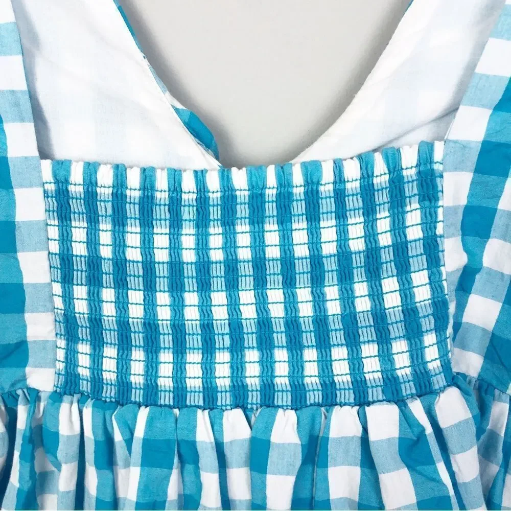LILLY PULITZER | NEW Sarafina Turquoise Oasis Crinkle Gingham Top Women’s Size 4